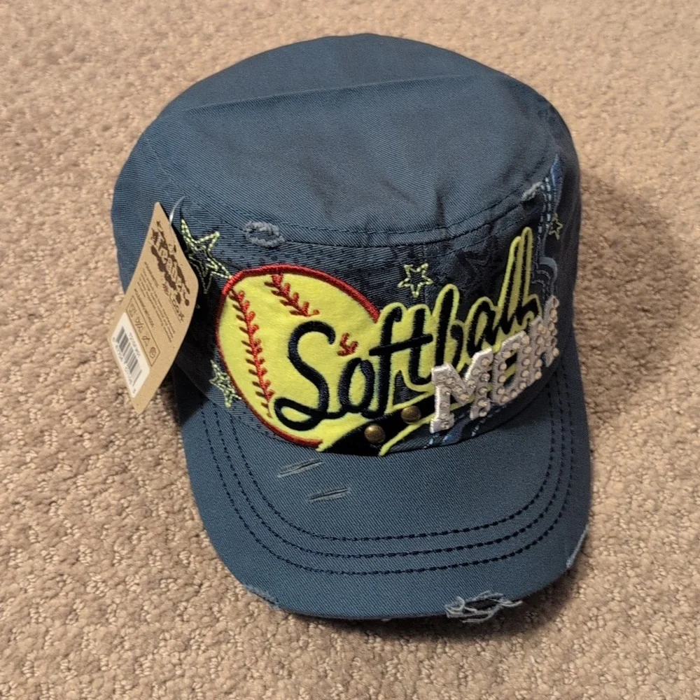 Softball Mom Distressed Hat NWT